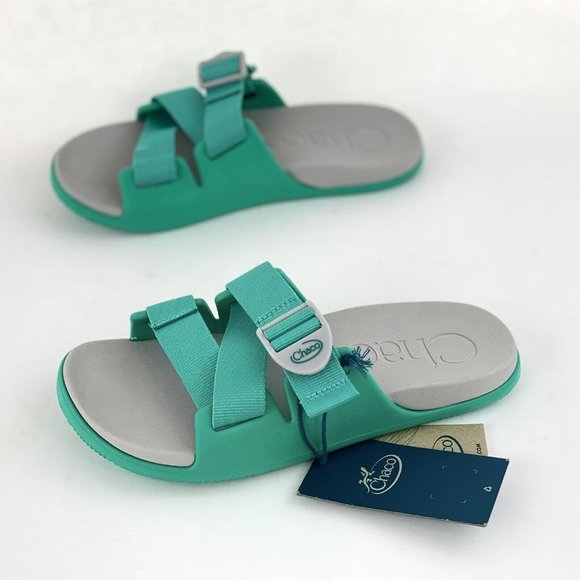 Chaco Chillos Slide Teal Women's Slides Sandals Z Strap Adjustable Blue Green - Picture 2 of 9